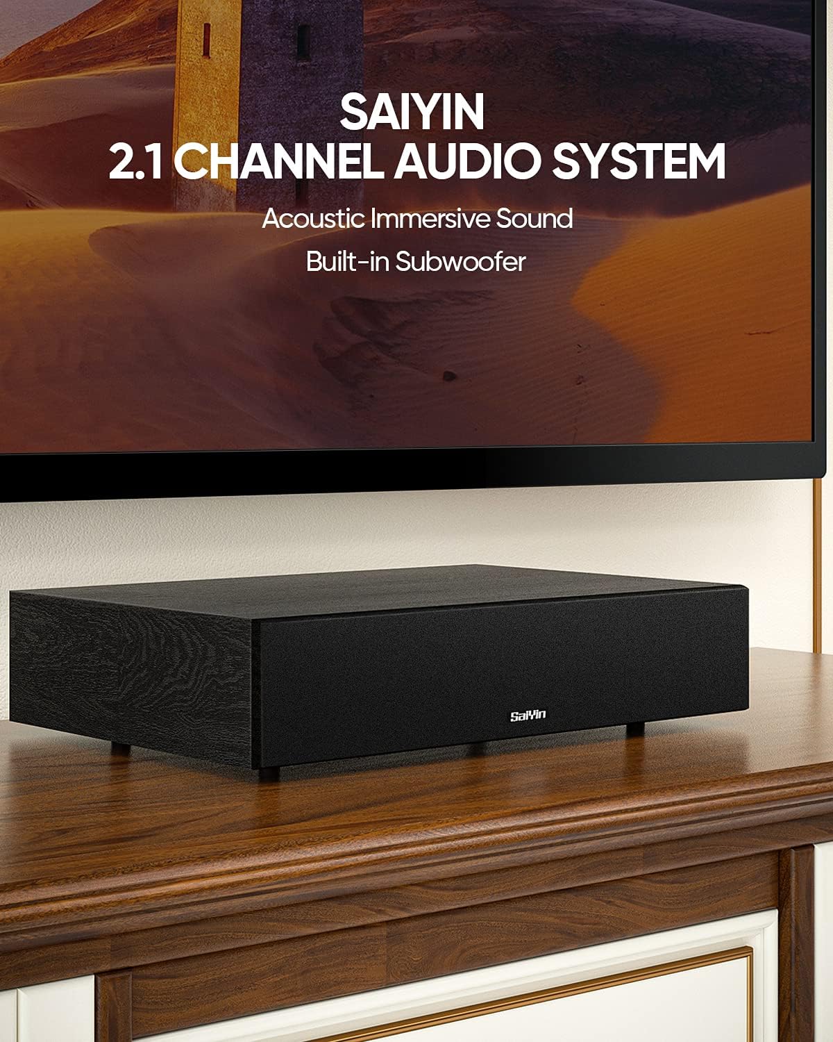 Sound Bars for TV, 2.1 CH PC Sound Bars with Built-in Subwoofer, Deep Bass Soundbar with Bluetooth, Home Audio Surround Sound Base for Home Theater/PC Gaming, Remote Control AUX/RCA/Opt/Coax Pack of 2