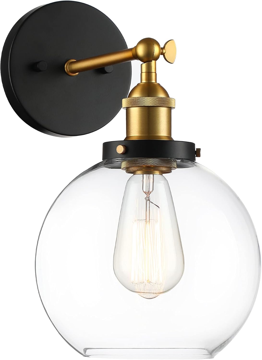 MOTINI 1-Light Globe Wall Sconce Black and Gold Antique Brass 8
