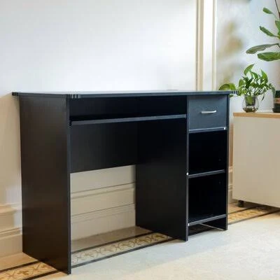 Ajon Computer Desk Ebern Designs Color: Black