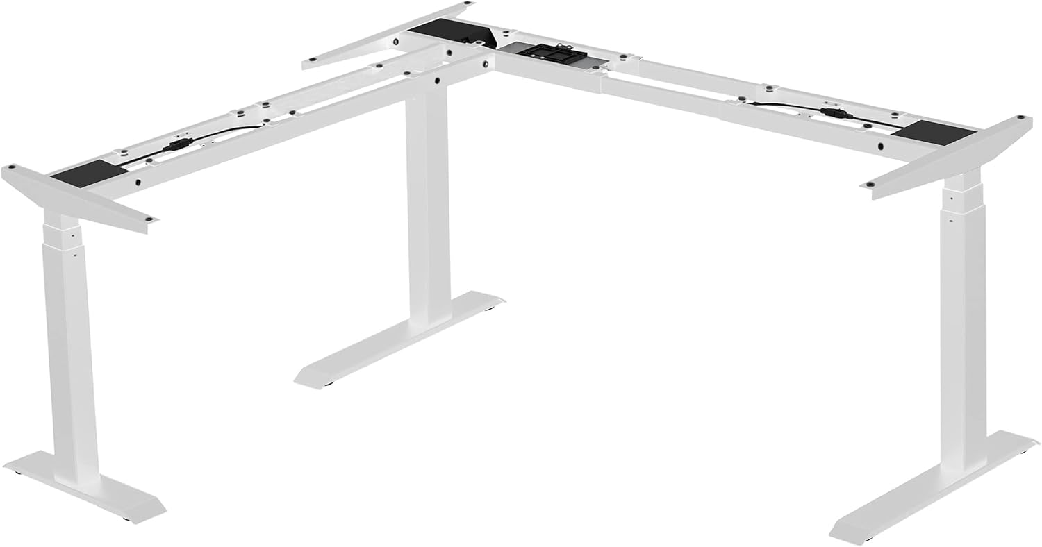 Stand Up Desk Store Triple Motor Electric L-Shaped Corner Standing Desk EZ Assemble Frame with Adjustable Width (Black, Frame Only)