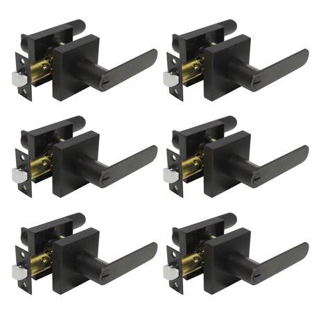 Probrico DL03SBKBK-6Pack Privacy Door Lever Finish: Black