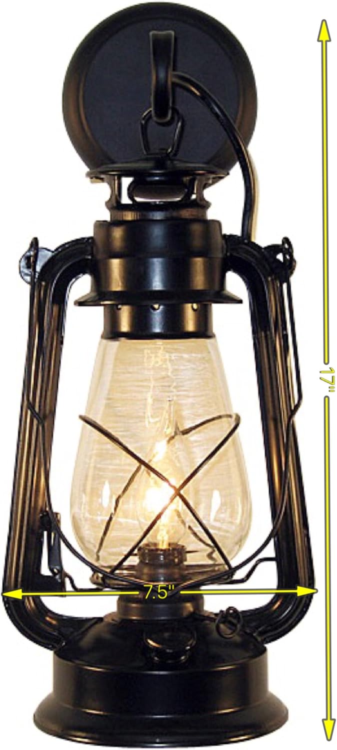 Rustic Lantern Wall Mounted Light - Large Black