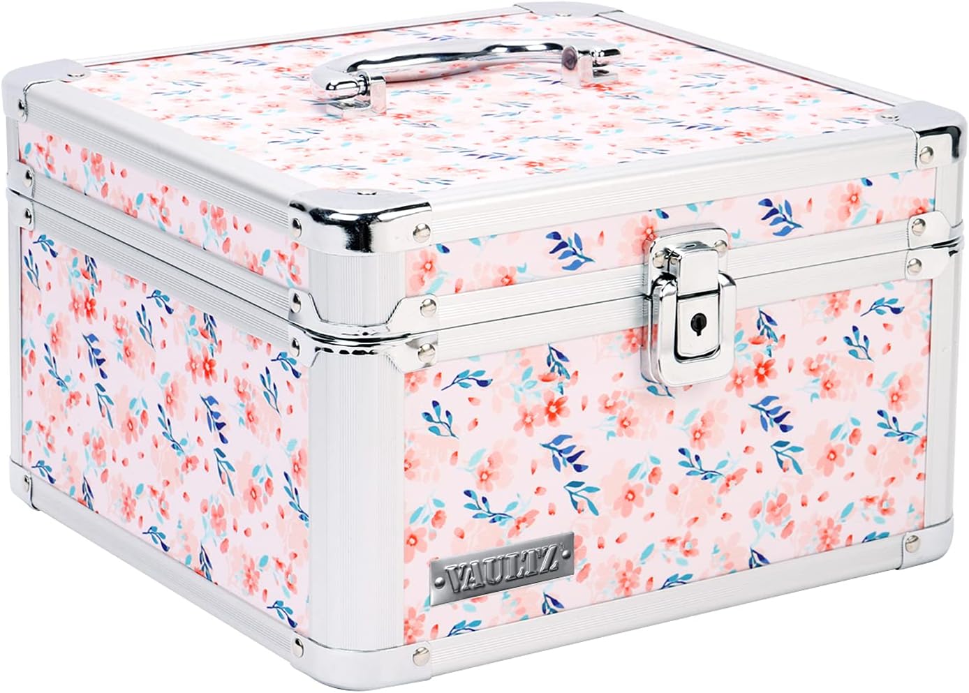 Vaultz Large Locking Storage Case with Dividers, 14 L x 9.12 H x 8.5 W Inches, White (VZ00068) Pack of 2