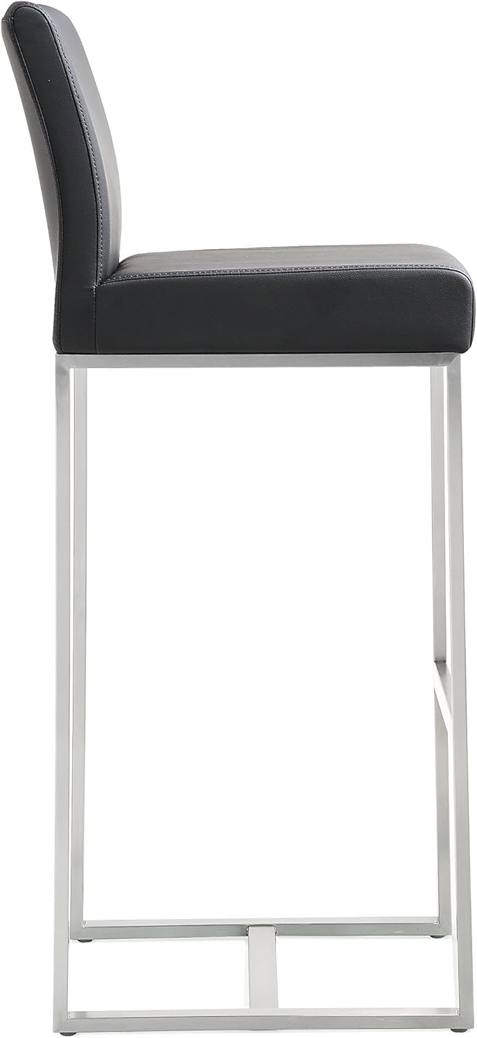 Tov Furniture Denmark Stainless Steel Barstool (Set of 2), Black
