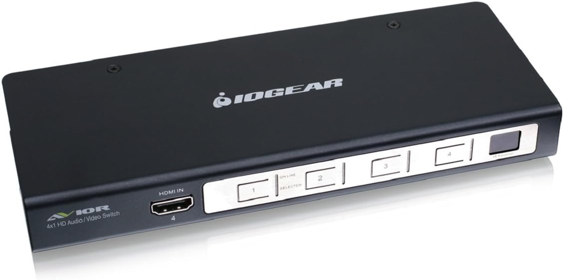 IOGEAR 4K UHD 4-Port HDMI Switch with RS-232 Support, GHSW8241,BLACK
