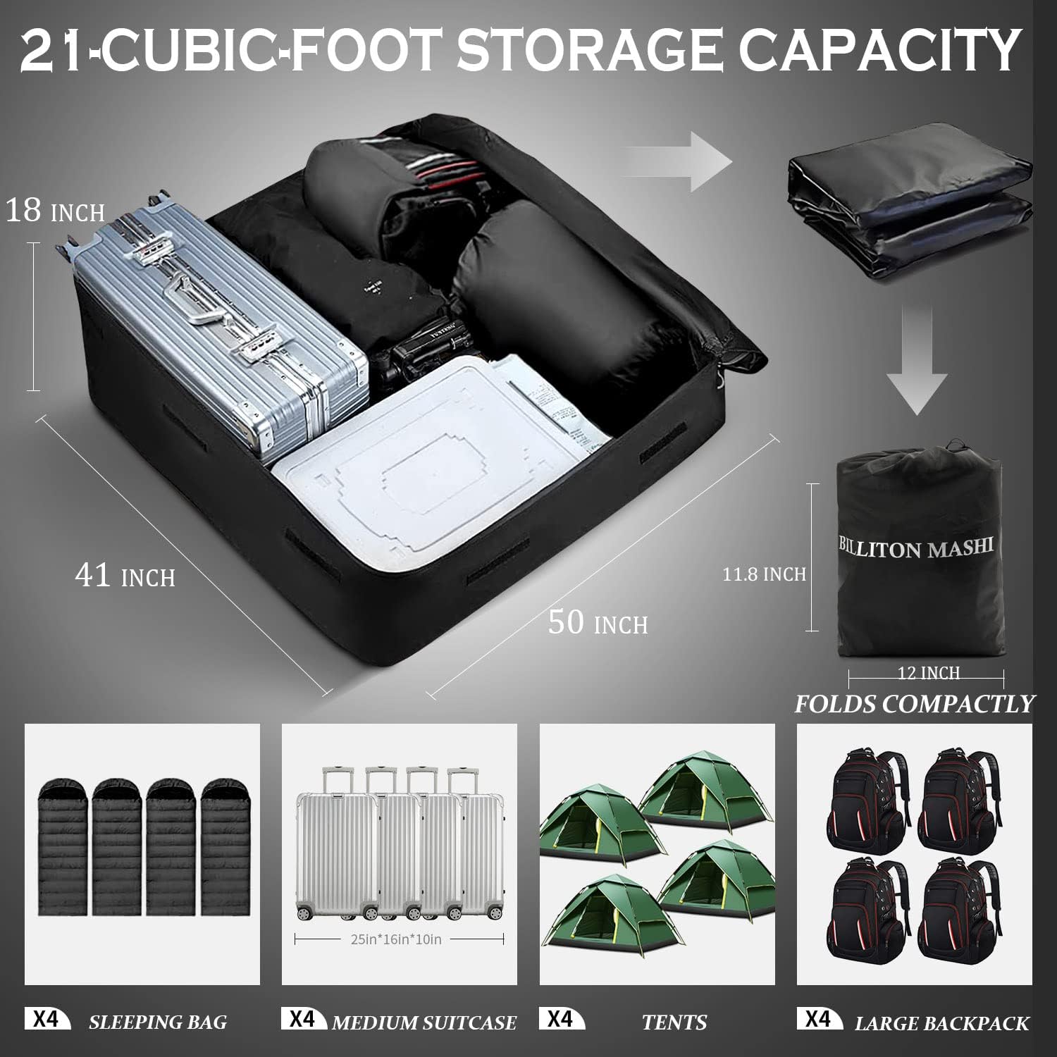 Rooftop Cargo Carrier, Waterproof Vehicle Cargo Carriers Rooftop Cargo Bag 21 Cubic Soft-Shell Car Top Carrier with Door Hooks and Anti-Slip Mat, Roof Bag for All Cars with/Without Racks