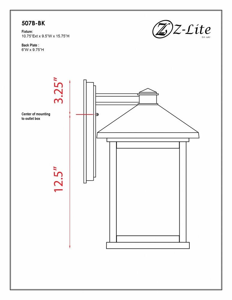 Z-Lite 507B-BK Holbrook Outdoor Wall Light, Black