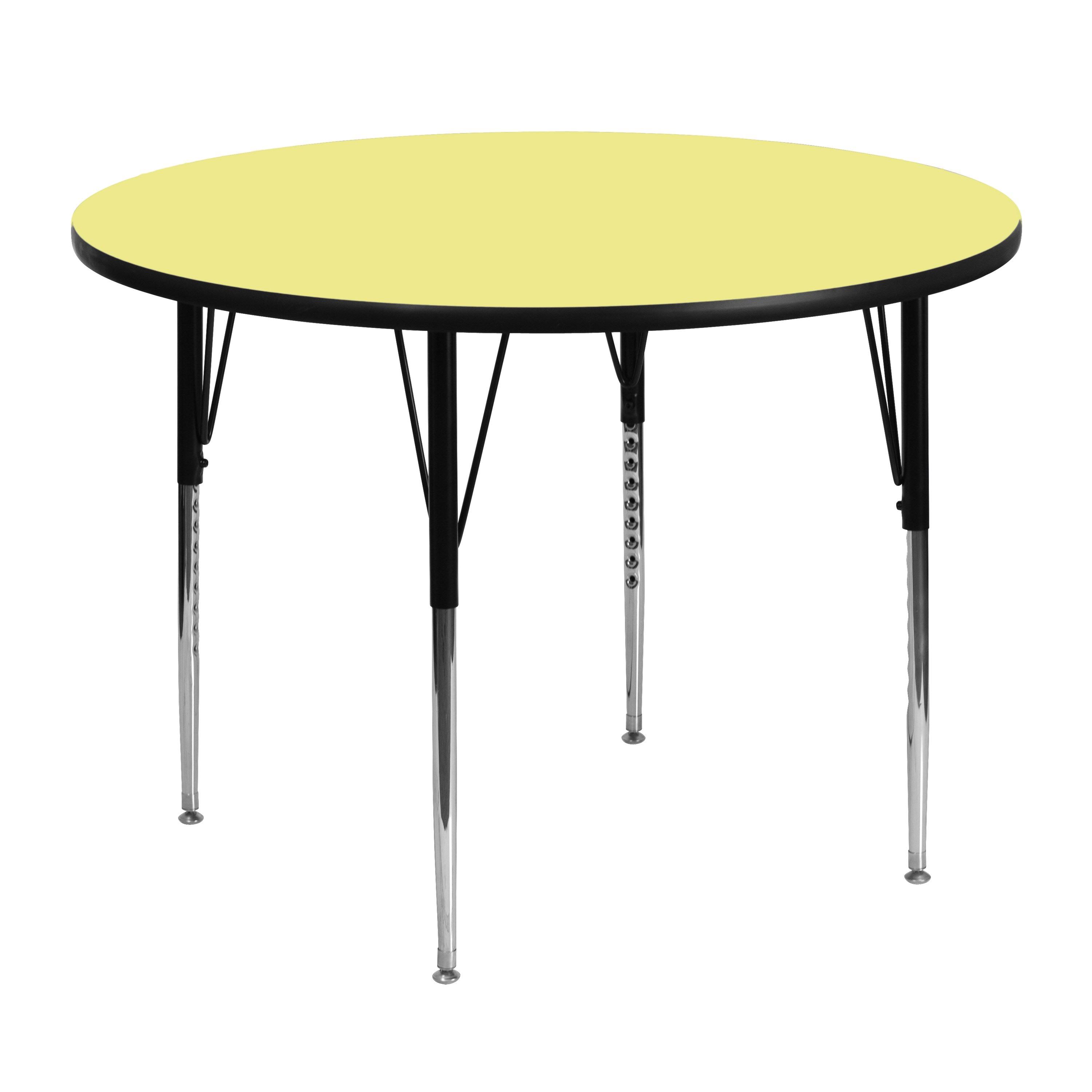 Flash Furniture 48&& Round Thermal Laminate Activity Table - Standard Height Adjustable Legs Yellow