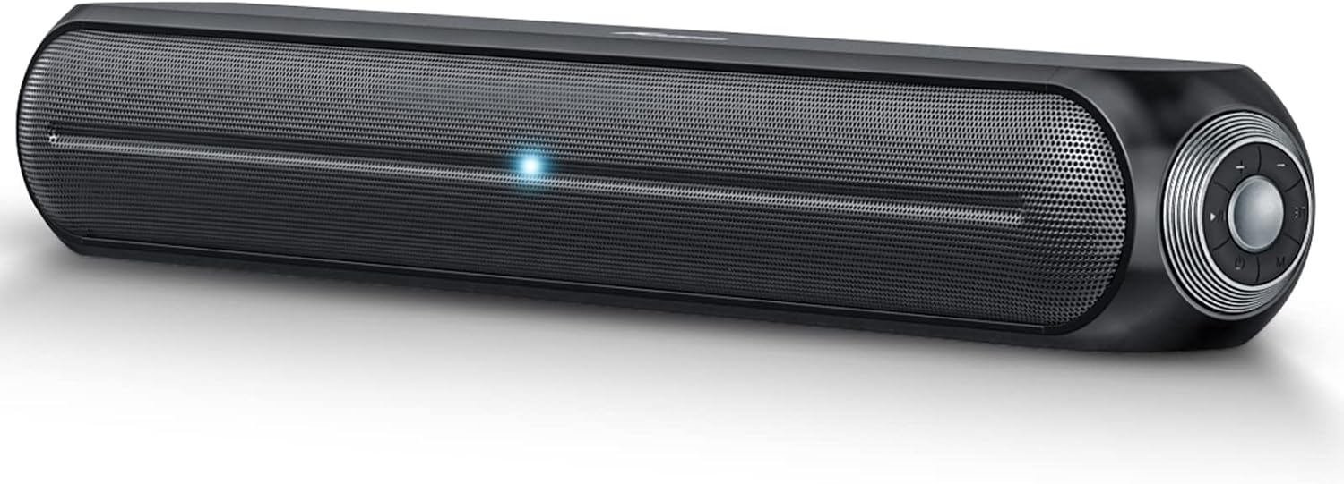 Foxnovo 30W Computer Speaker: HiFi Stereo Desktop Speaker with Bass Effect and Surround Sound, 17.9-in Computer Sound Bar, Bluetooth 5.0, Wireless&Wired Type C, Aux Connection, Gaming Speaker Pack of 2