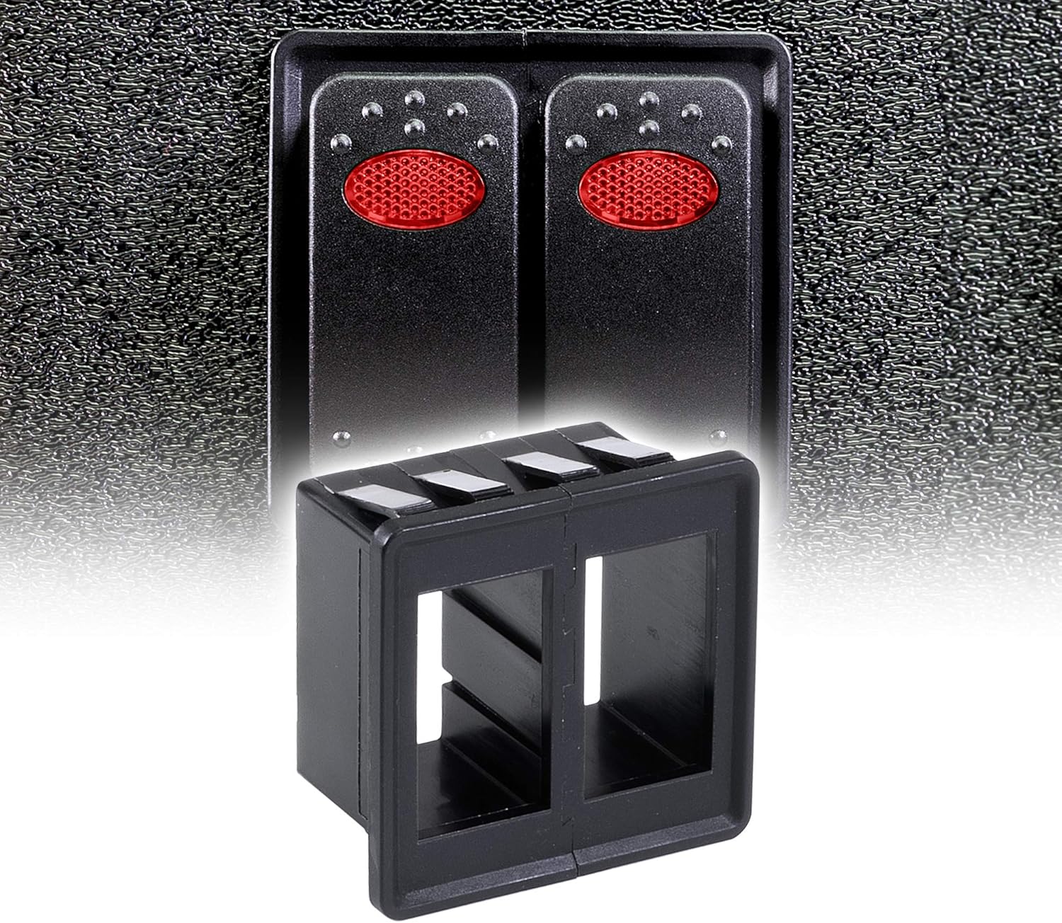 2-Slot Rocker Switch Panel Housing Kit [Industry Standard Fit] [Heavy Duty] [Expandable Design] [Professional Look] Automotive Mount Rocker Switch Holder Pack of 2