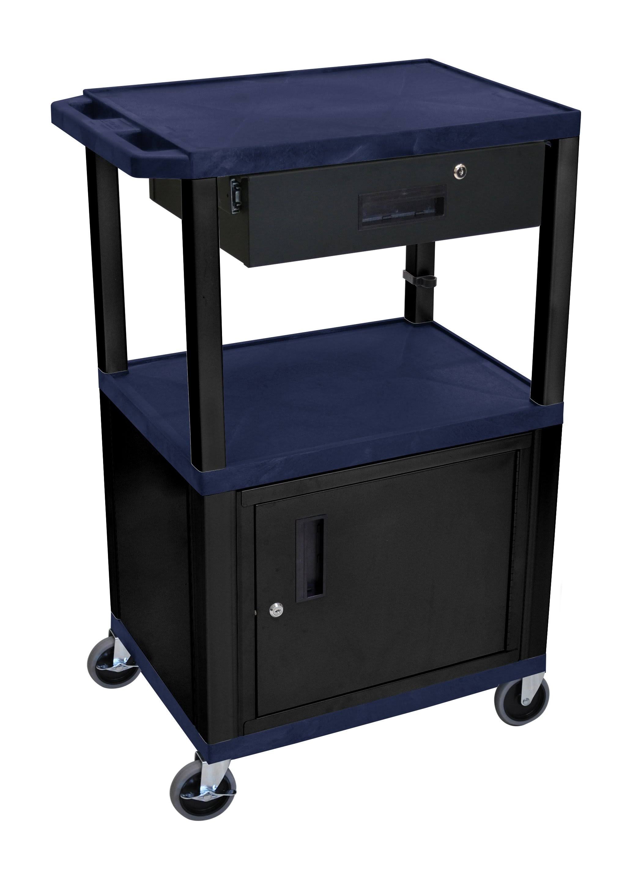 Luxor WT42ZC2E-B/WTD 42x22 Tuffy Cart with Cabinet 3 Shelves Black Legs with Drawer - Electric Included