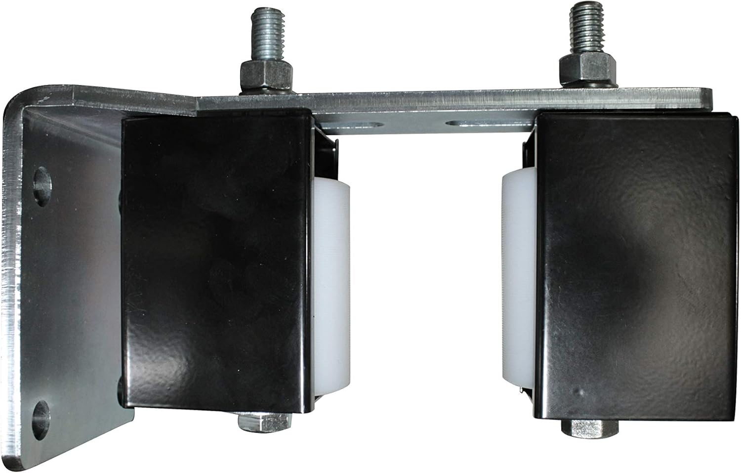 Slide Gate Guide Roller L Rear Post Guarded Bracket Universal Heavy Duty Adjustable Dual Nylon Rollers Gate Support Assembly for Sliding Rolling Gates (3