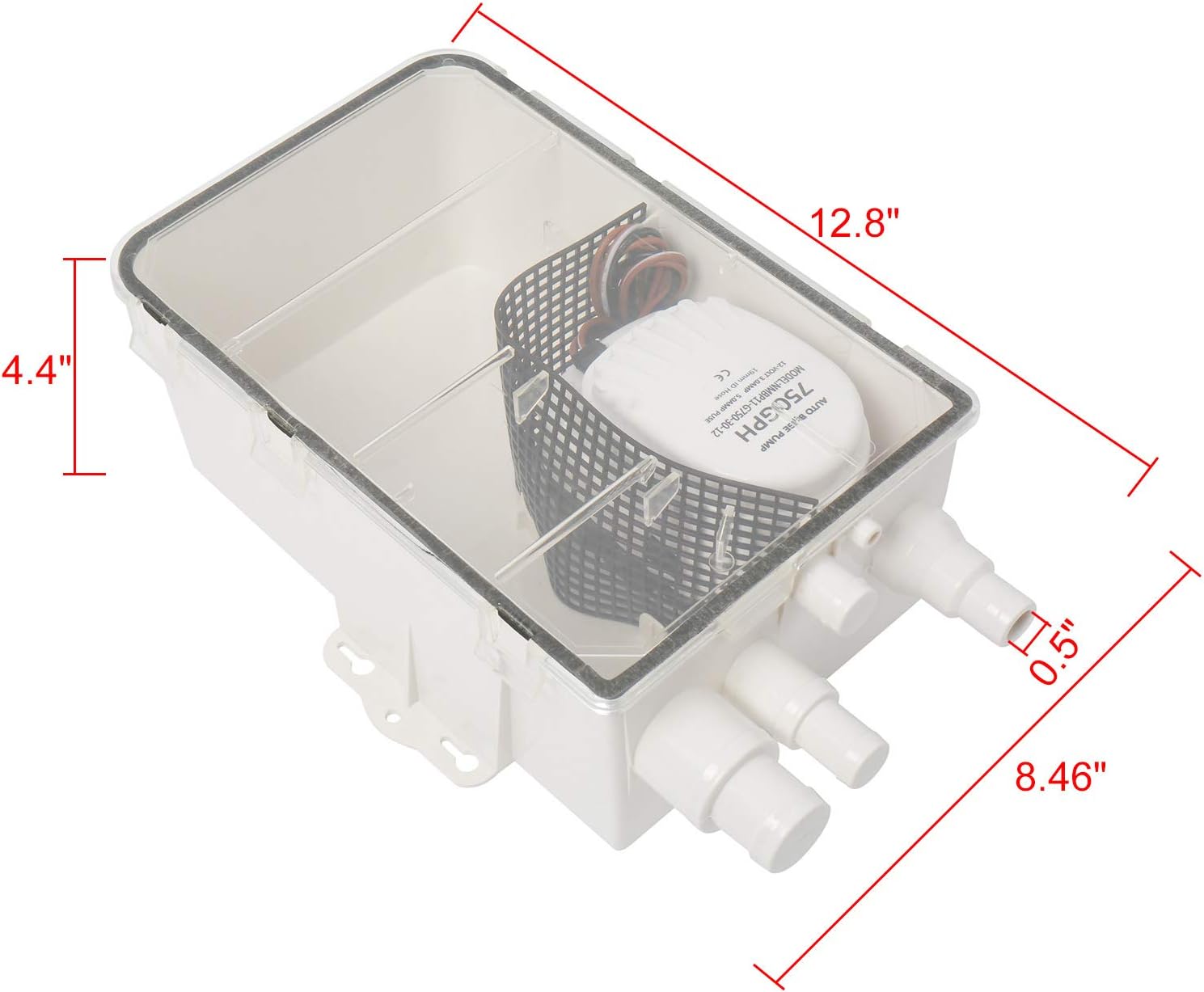 NovelBee 12V 750 GPH Multi Port Shower Sump Pump Drain Kit System Pack of 2