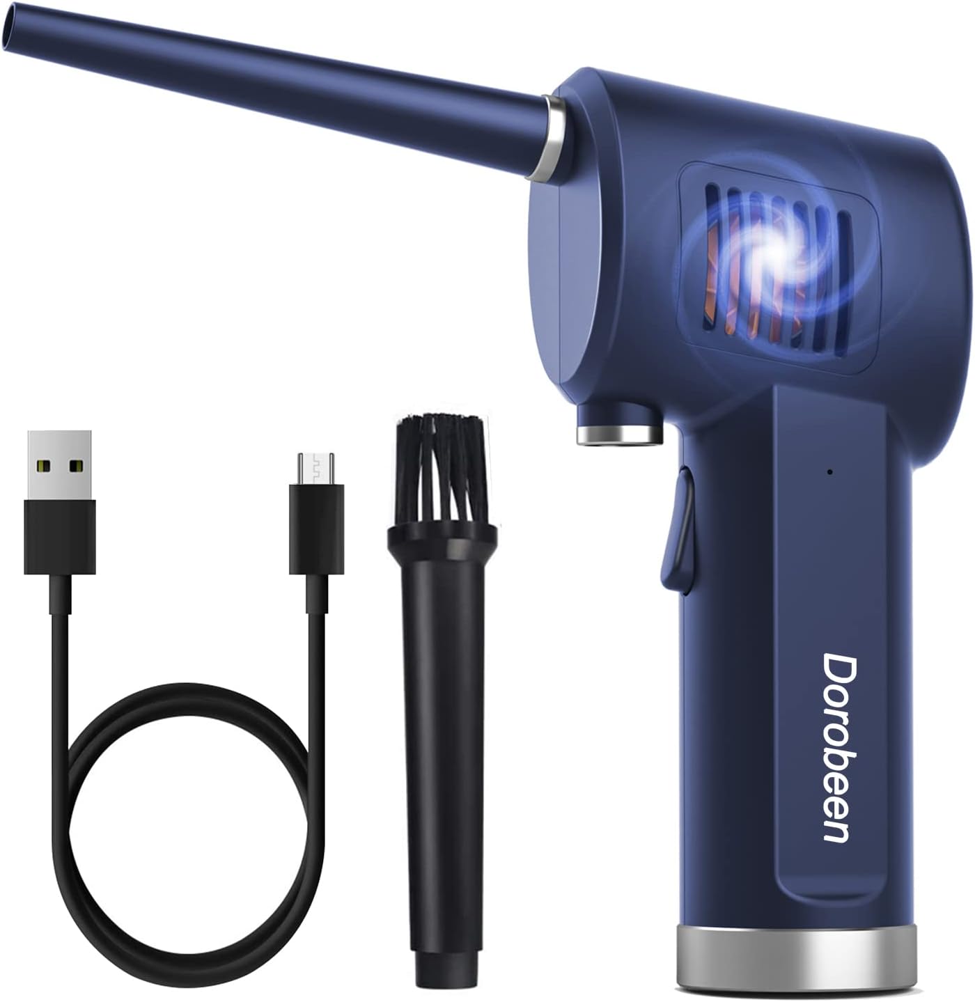 DOROBEEN Compressed Air Duster, Cordless Portable Rechargeable Compressed air, 33000 RPM Electric Air Duster for Computer Keyboard Electronics Cleaning, Built-in Battery,Reusable Compressed Air (Blue) Pack of 2