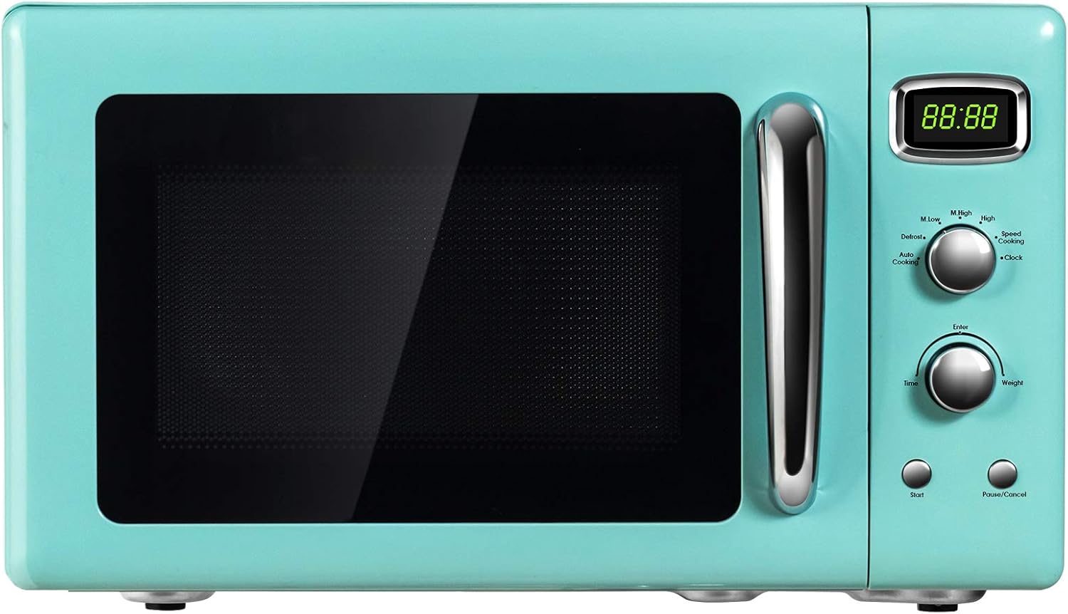 ARLIME 0.9 Cu.ft Microwave Oven, 900W Retro Countertop Compact Microwave Oven, Defrost & Auto Cooking Function, LED Display, Glass Turntable and Viewing Window, Child Lock, ETL Certification (Green)