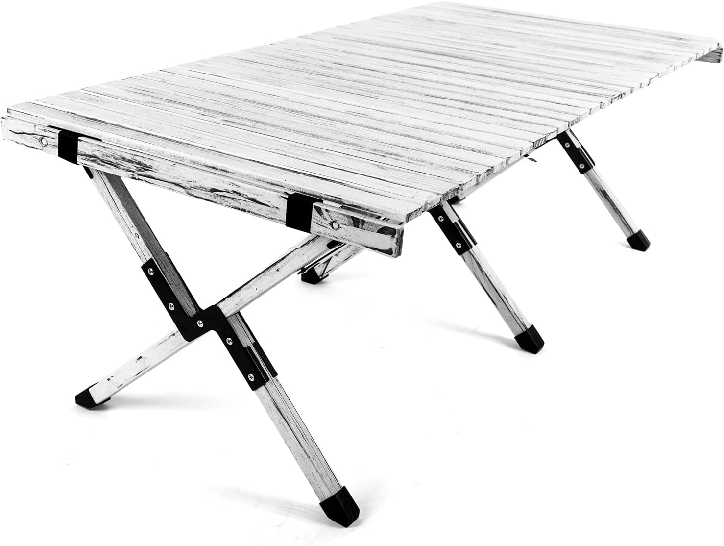 Folding Camping Table,Wooden Rustic Picnic Table Portable for Outdoor, Picnic,Camping,Beach,BBQ,Travel,Backyard (White)