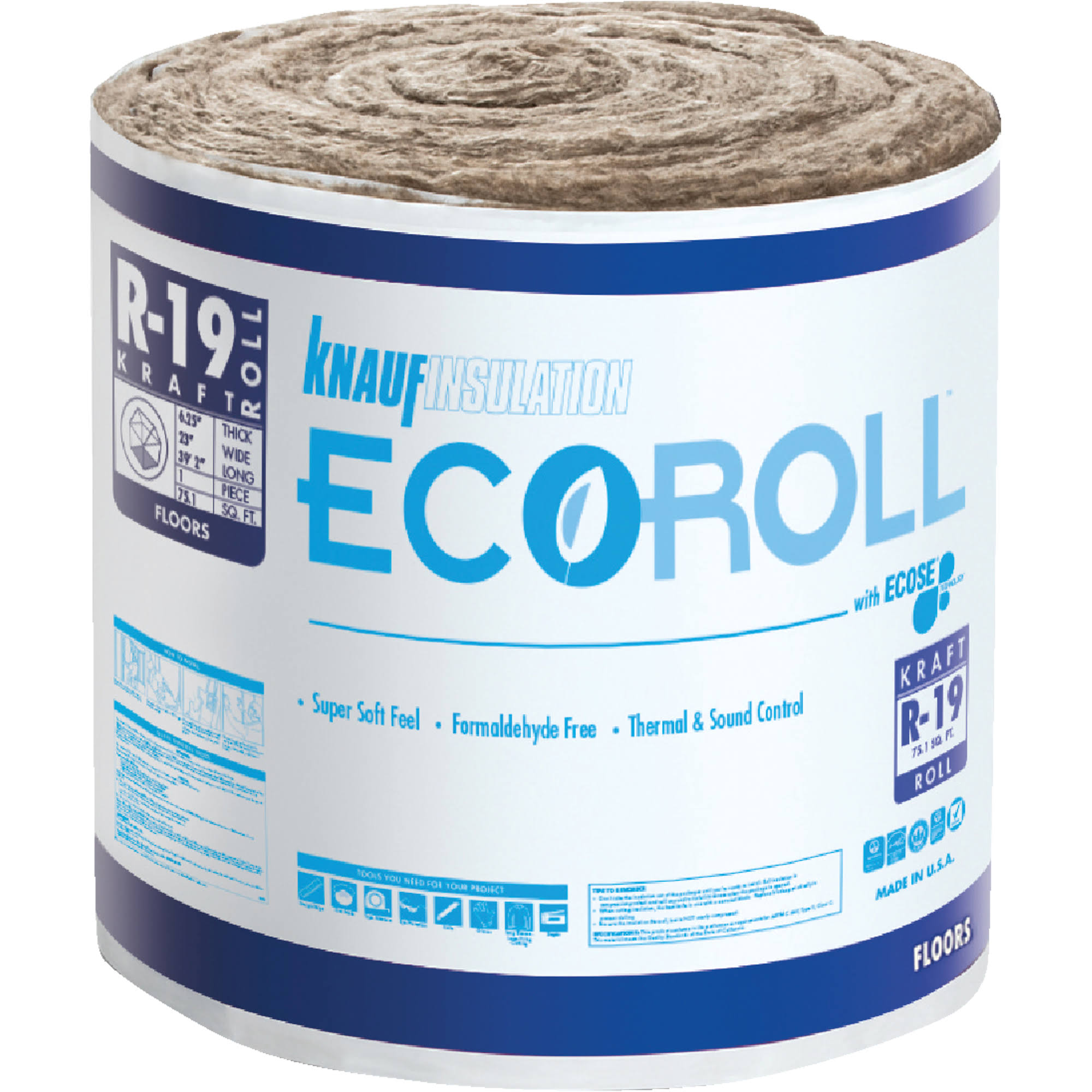 Kr46e Kraft Faced Fiberglass Insulation, 23 in W x 39.16 ft L