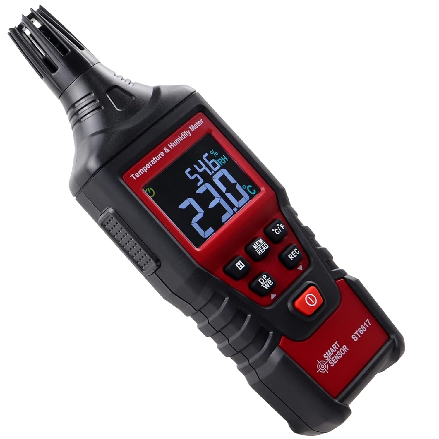 Lunarlipes ST6817 Thermometer Hygrometer, Digital Temperature Humidity Meter, Handheld Thermometer Hygrometer with Ambient, Dew Point, Wet Bulb for Outdoor and Indoor, Max/Min Hold, LCD Backlight