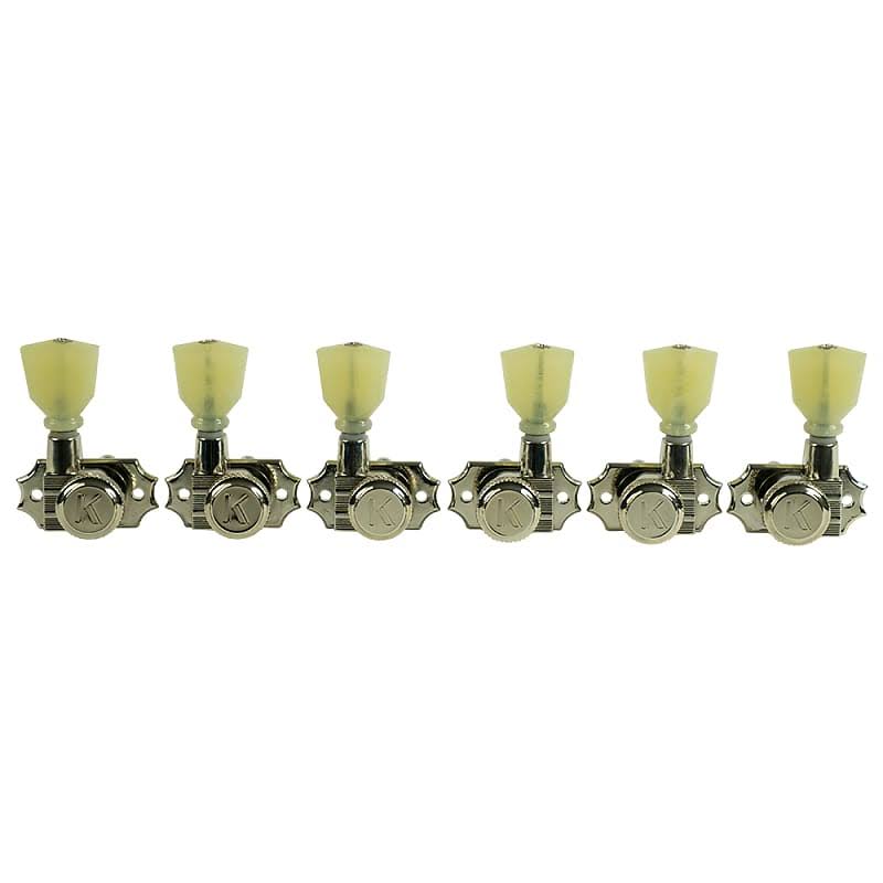 Kluson 3 per Side Locking Revolution Series G-Mount Tuning Machines Nickel with Plastic Keystone But