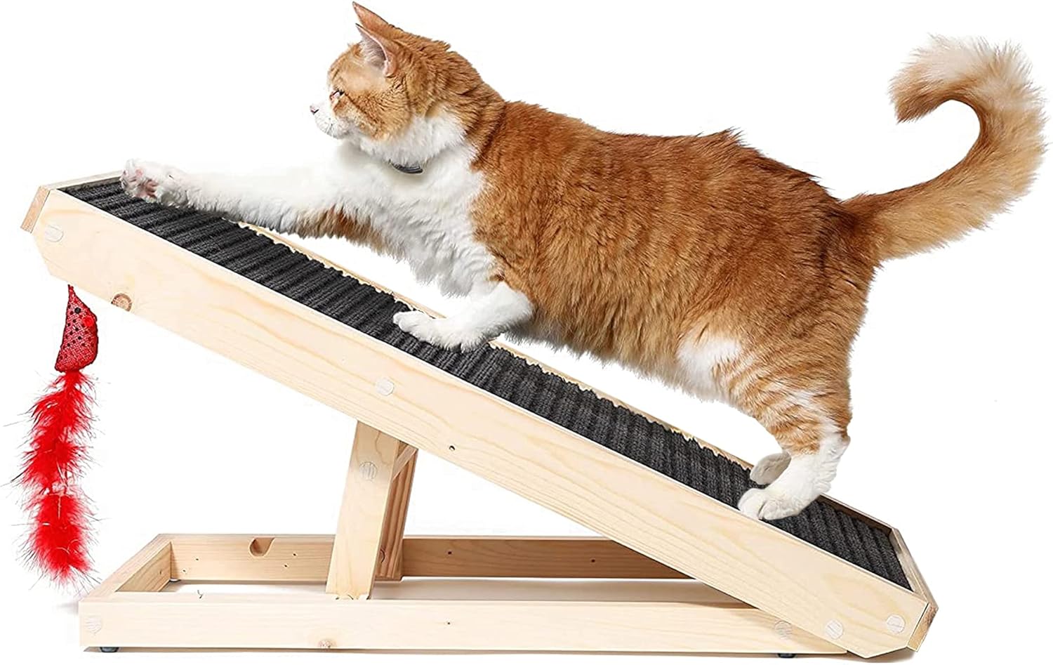 Alpha Paw ScratchyRamp 2-in-1 Cat Ramp & Cat Scratcher - Pet Scratching Incline with Replaceable Carpet & Adjustable Height - Scratch Mat & Mobility Ramp for House Cats & Indoor Dogs