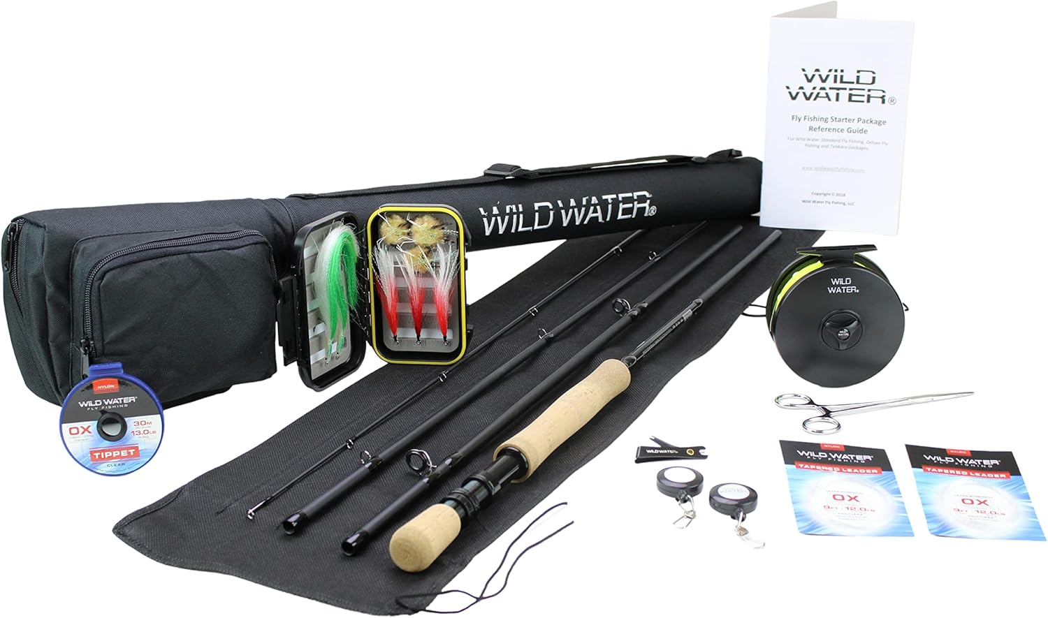 Wild Water Fly Fishing 9 Foot, 4-Piece, 7/8 Weight Fly Rod Deluxe Complete Fly Fishing Rod and Reel Combo Starter Package with Saltwater Flies
