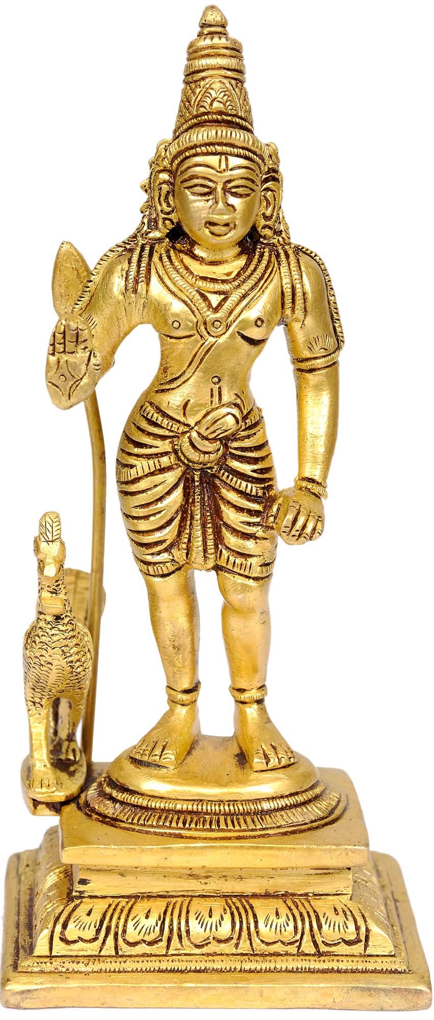 Bhagawan Karttikeya with Peacock - Brass Statue