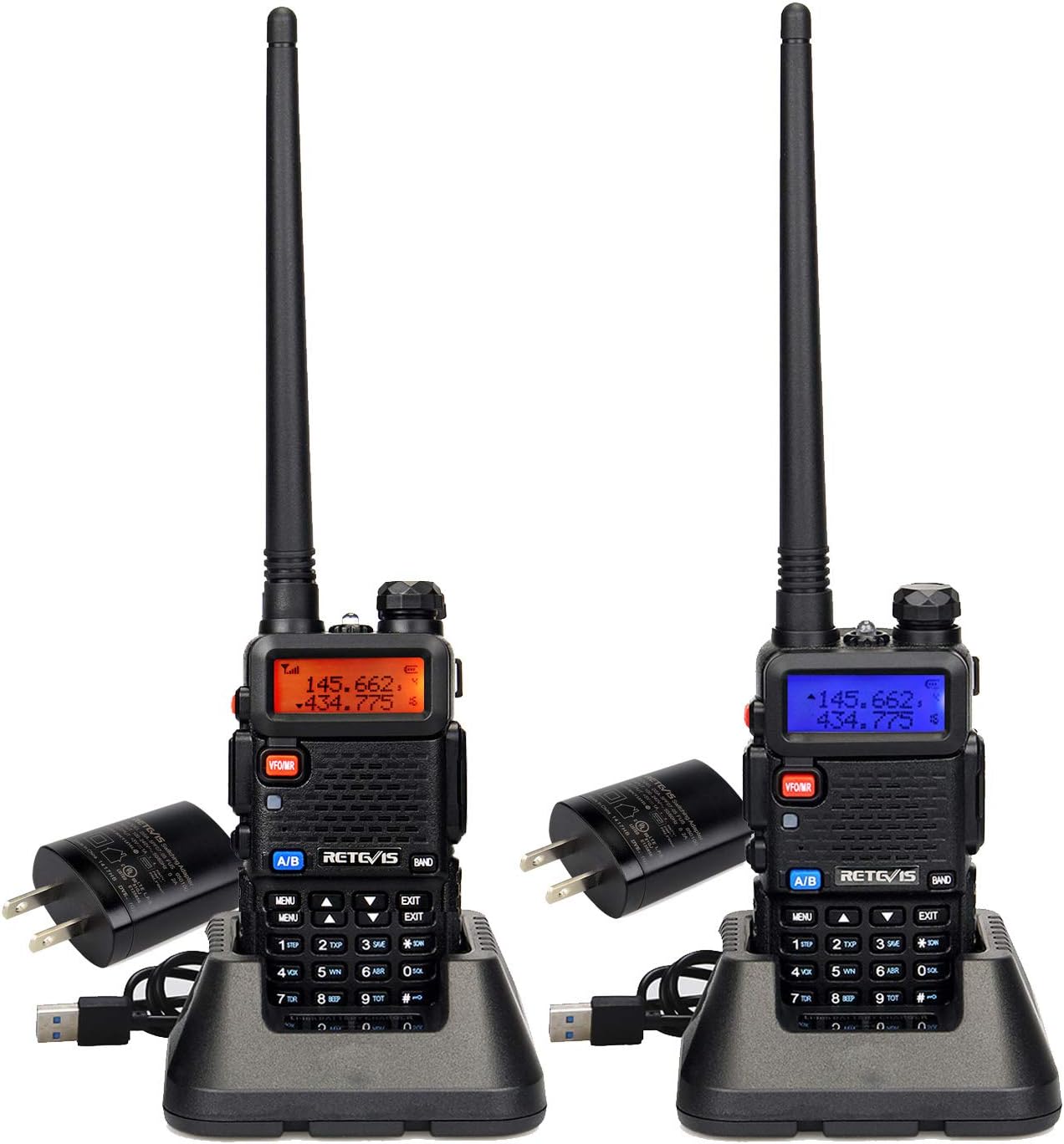 Retevis RT-5R Dual Band Two Way Radios Long Range, High Power 128CH LCD Walkie Talkies for Adults, 2 Way Radio for Hunting, Camping (2 Pack)