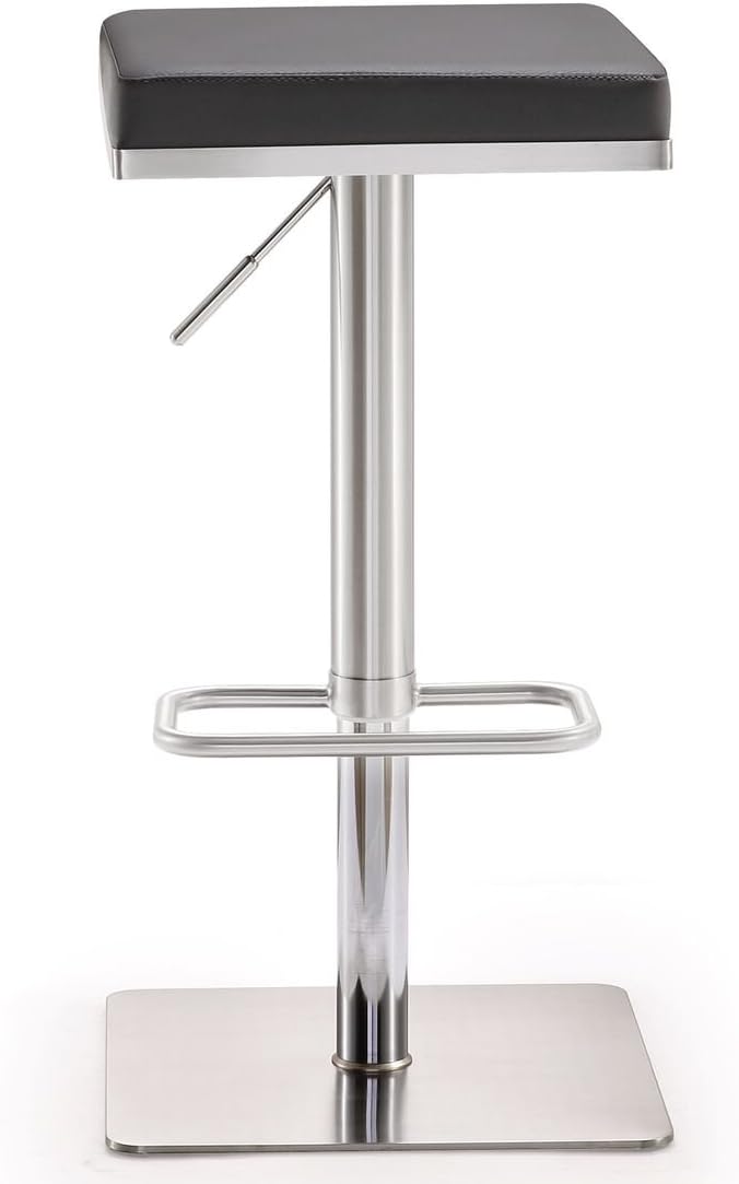 Tov Furniture The Bari Collection Adjustable Height Backless Swivel Stainless Steel Metal Industrial Bar Stool, White