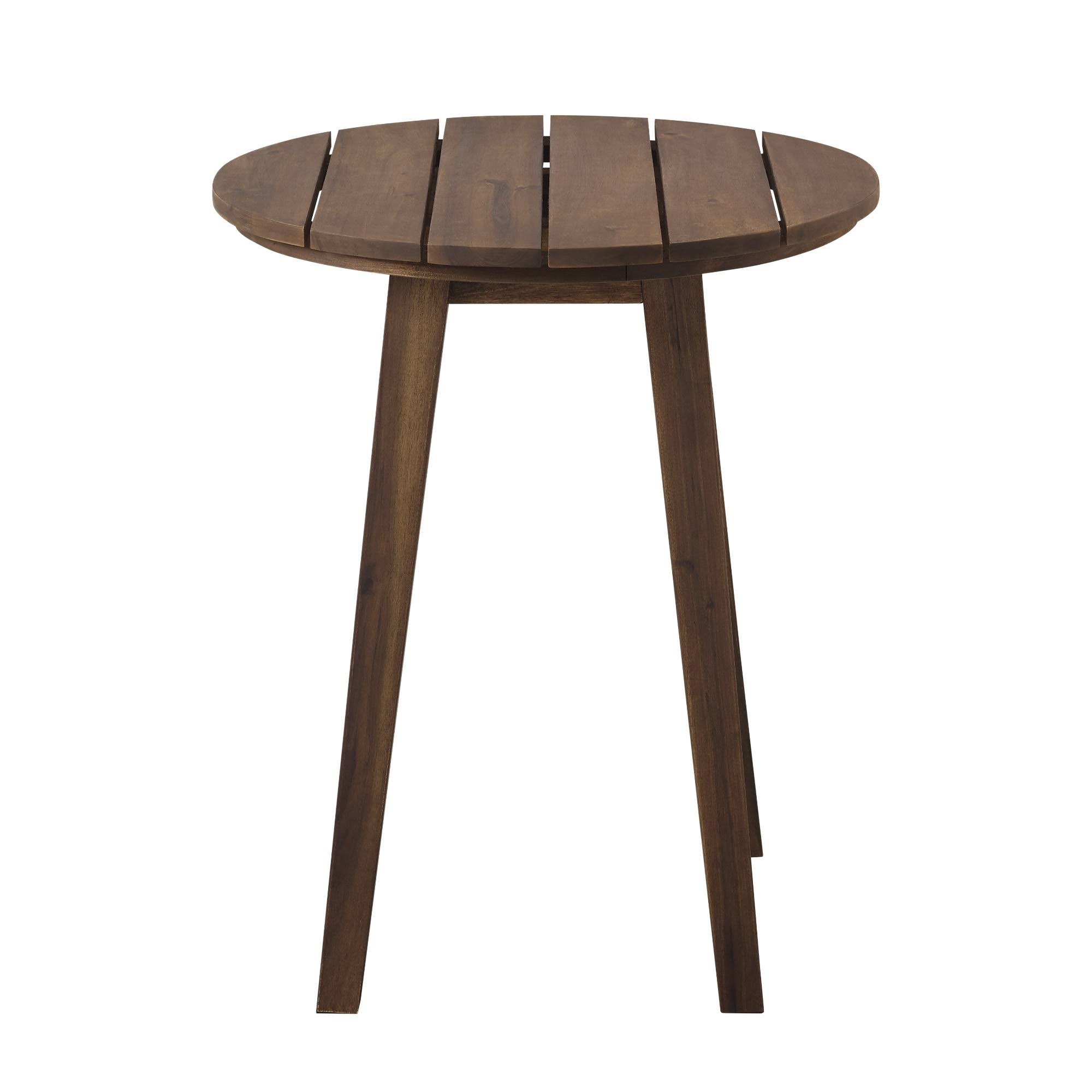 Walker Edison 20x22 Acacia Wood Outdoor Round Side Table - Dark Brown