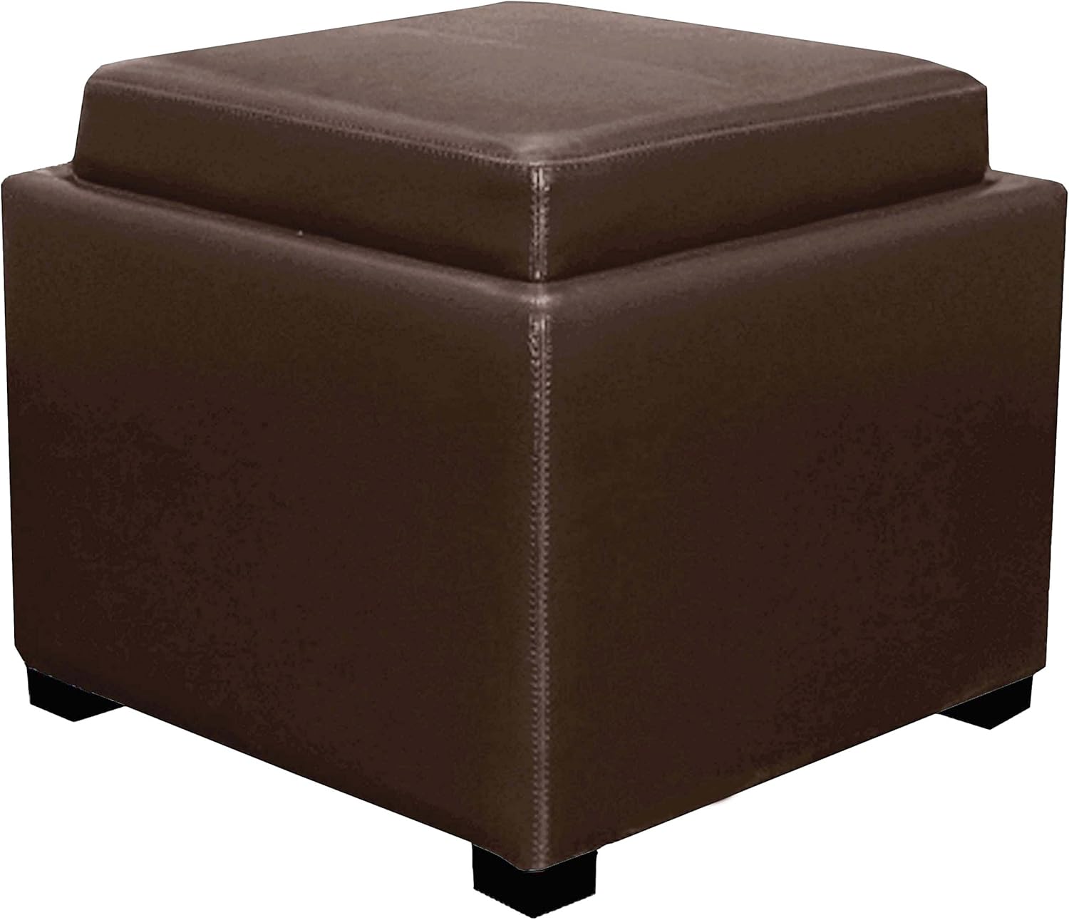 New Pacific Direct Cameron Square Leather Storage Ottoman Furniture, Brown