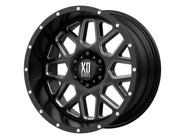 XD Series XD820 Grenade 20x10 5x5x22 -24mm Black/Milled Wheel Rim 20x22 inch