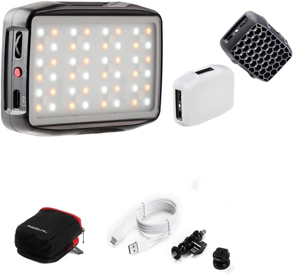 Falcon Eyes F7 Mini 5W RGB Pocket On Camera Light with LEE/Rosco Mode, Color Temperature 2500-9000K, Adjustable 0-100% Stepless Dimming RGB Led Video Light Pack of 2