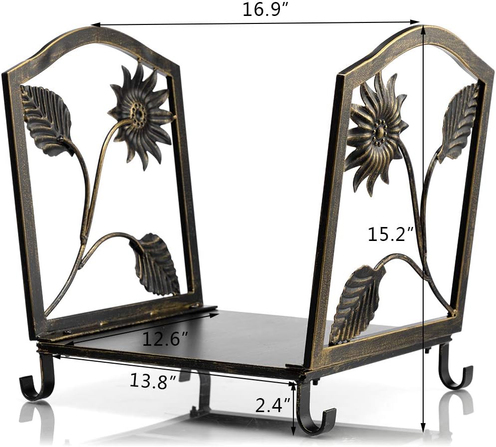 DOEWORKS 17 Inch Small Firewood Racks Heavy Duty Steel Wood Storage Bronze Log Rack Holder Pack of 2