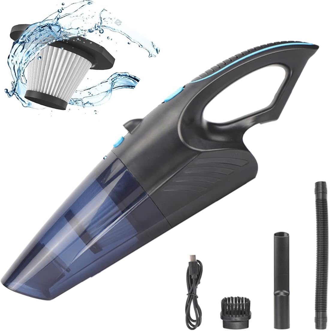Handheld Vacuum Cleaner Cordless,13000 PA Vacuum 2-Speed Powerful Suction,Quick Rechargeable (USB),Portable Hand Car Vacuum Wet&Dry Use for Home,Car and Pet Hair