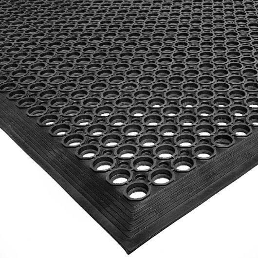 Cactus Mat 2522-C20 VIP Topdek Senior 3& x 19& 6x22 Black Heavy-Duty Rubber Anti-Fatigue Floor Mat - 1/2x22 Thick