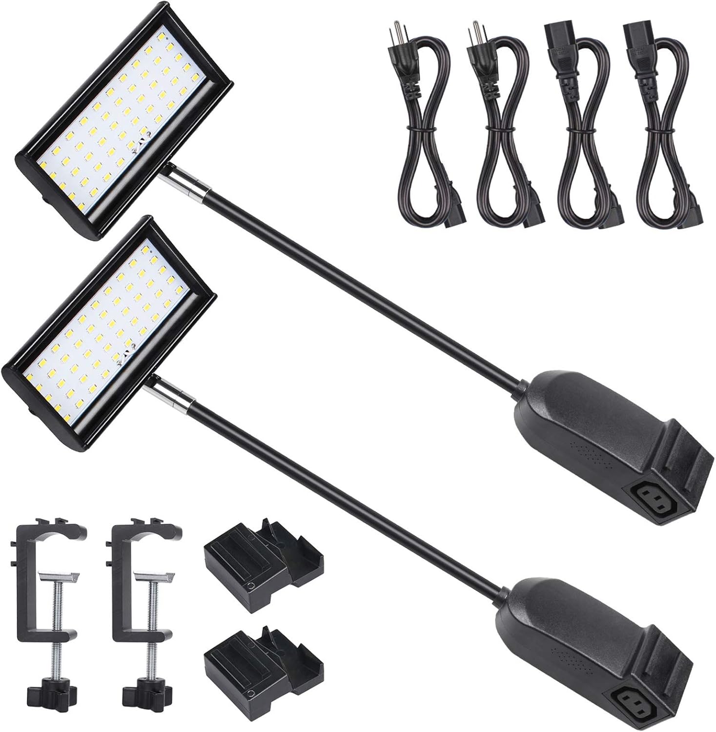 HitLights Trade Show Lights LED Display and Exhibit Arm Lighting, Connectable Tradeshow Lights Included Clamps, Mounting Brackets, Power Cables, Connect Cables (2pcs Black)