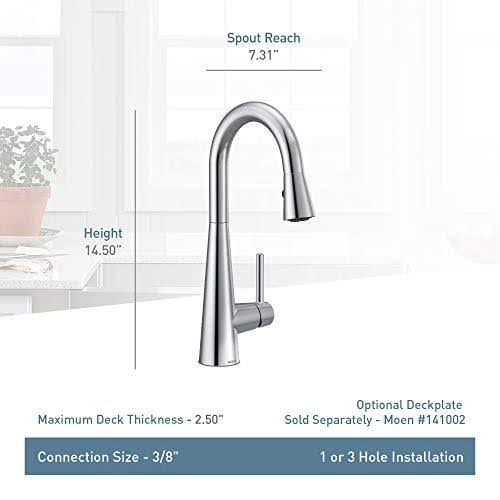 Moen 7664BLS Sleek One-Handle High Arc Pulldown Bar Faucet, Black Stainless