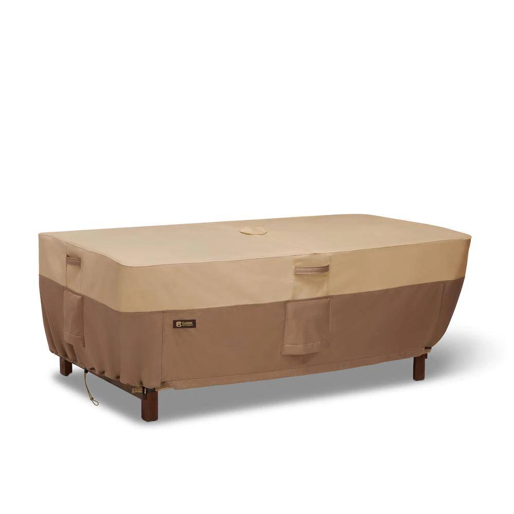 Classic Accessories Veranda&s Best Waterproof Rectangle/Oval Patio Table Cover with Umbrella Hole, 72 x 44 x 24 inch