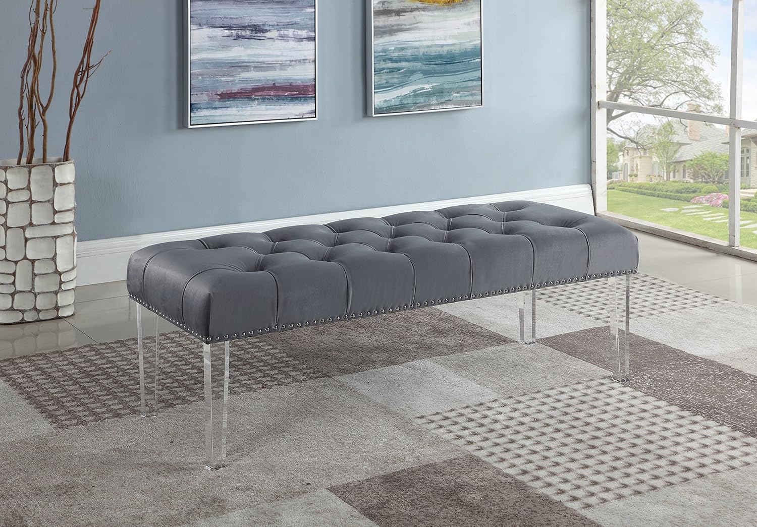 Best Master Furniture YF07 Accent Bench, Blue