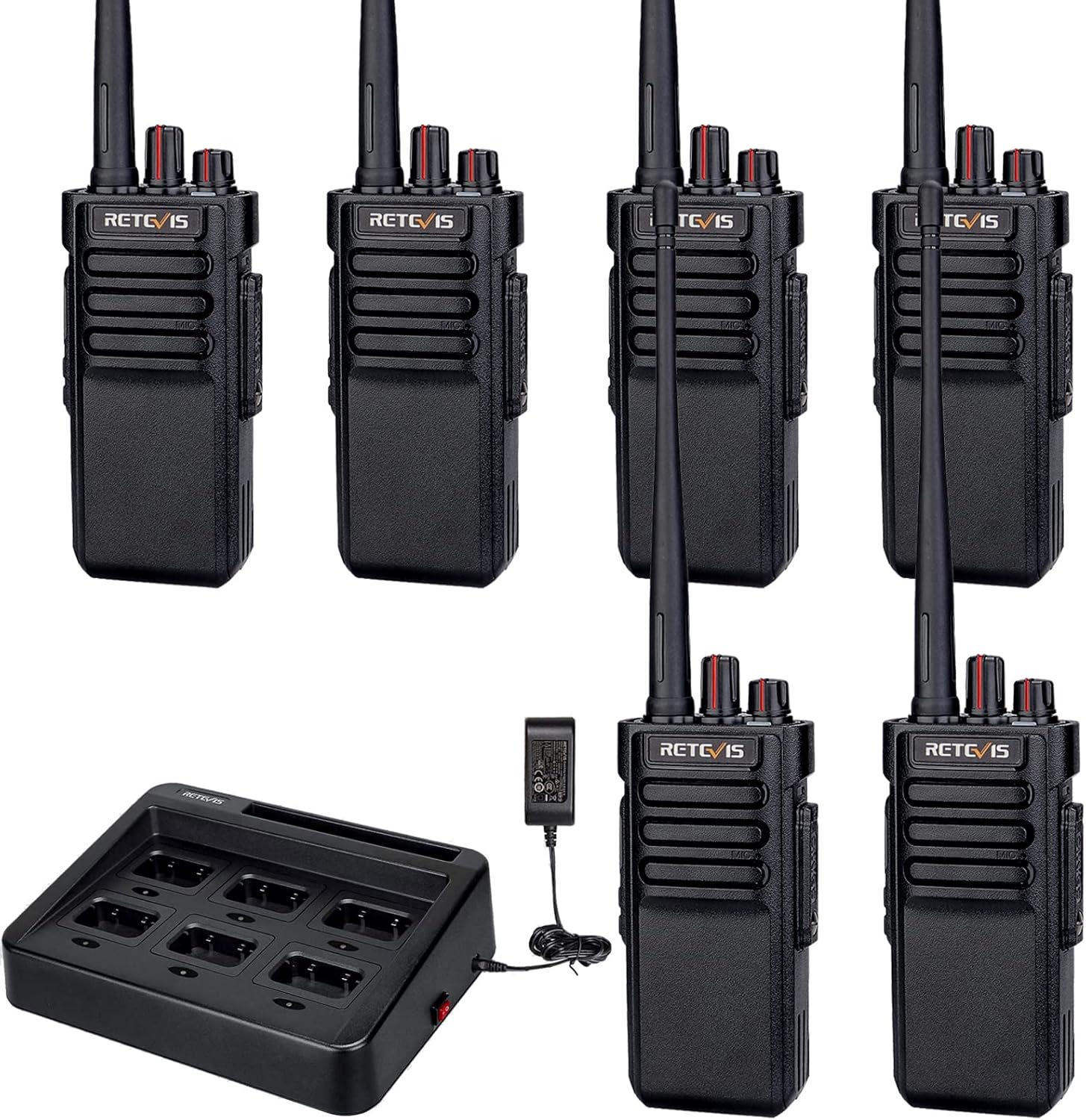 Retevis RT29 Handheld Two Way Radios Long Range,Heavy Duty 2 Way Radios with 3200mAh Rechargeable,Security Call Shock Resistant Walkie Talkies for Construction(6 Pack)