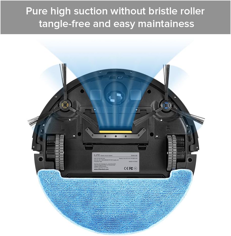 ILIFE V8s, Robot Vacuum and Mop Combo, Big 750ml Dustbin, Enhanced Suction Inlet, Zigzag Cleaning Path, LCD Display, Schedule, Self-Charging Robotic Vacuum Cleaner, Ideal for Hard Floor and Pet Hair.