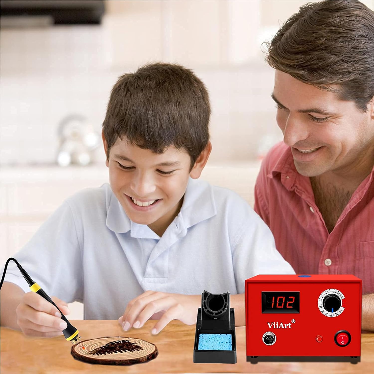 ViiArt Wood Burning Kit Professional Digital Adjustable Wood Leather Pyrography Machine Kit Wood Burner Tool 24 Wire Tips(Single Pen)