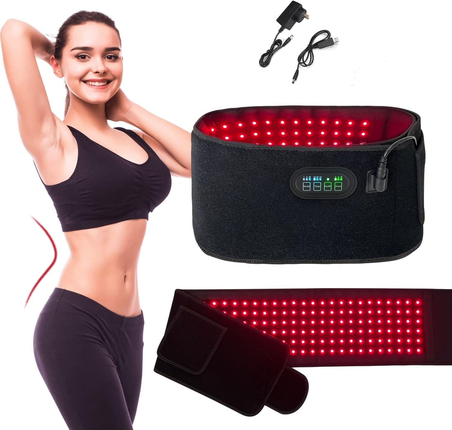 Red & Infrared Light Therapy Belt for Body Pain Relief Wearable Light Therapy Device with 2 Wavelengths(660nm/850nm) for Waist Back Shoulder Muscle Relaxation and Recovery Home Use