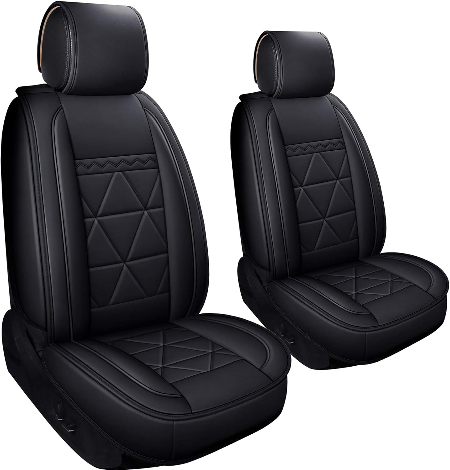 LUCKYMAN CLUB 09-DSJ 2 Drivers Car Seat Covers Fit for Most SUV Sedan with Waterproof Faux Leather (DSJ-2 PCS Black)