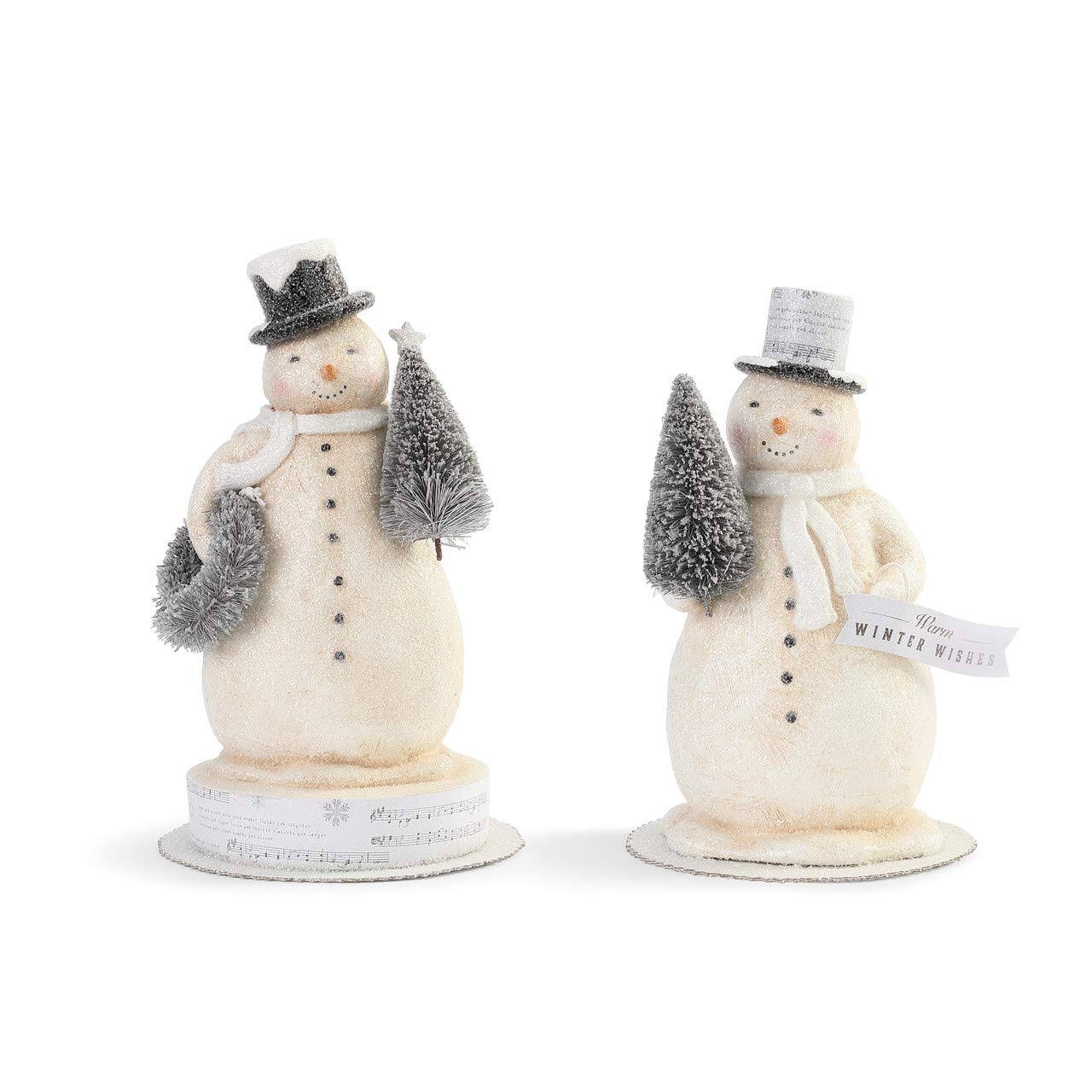Demdaco Winter Wishes Snowman Figures - Set of 2 White