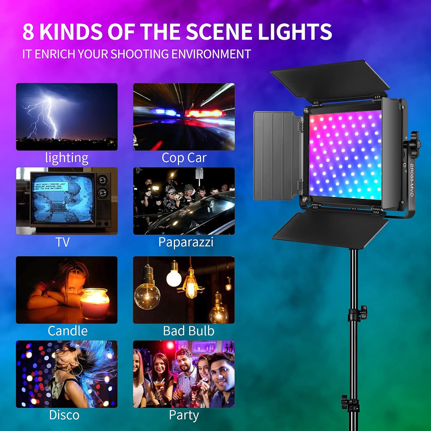 GVM RGB LED Video Light Kit, Dimmable Photography Lighting with APP Control, 680RS 50W 3 Packs Led Panel Light for YouTube Studio, Video Shooting, Gaming, Streaming, Zoom, Broadcasting, Conference