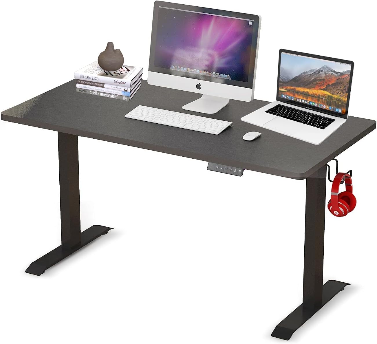 Electric Standing Desk- MPETAPT Adjustable Height Electric Computer Stand Up Desk, Full Sit Stand for Home and Office Table (48'', Black)