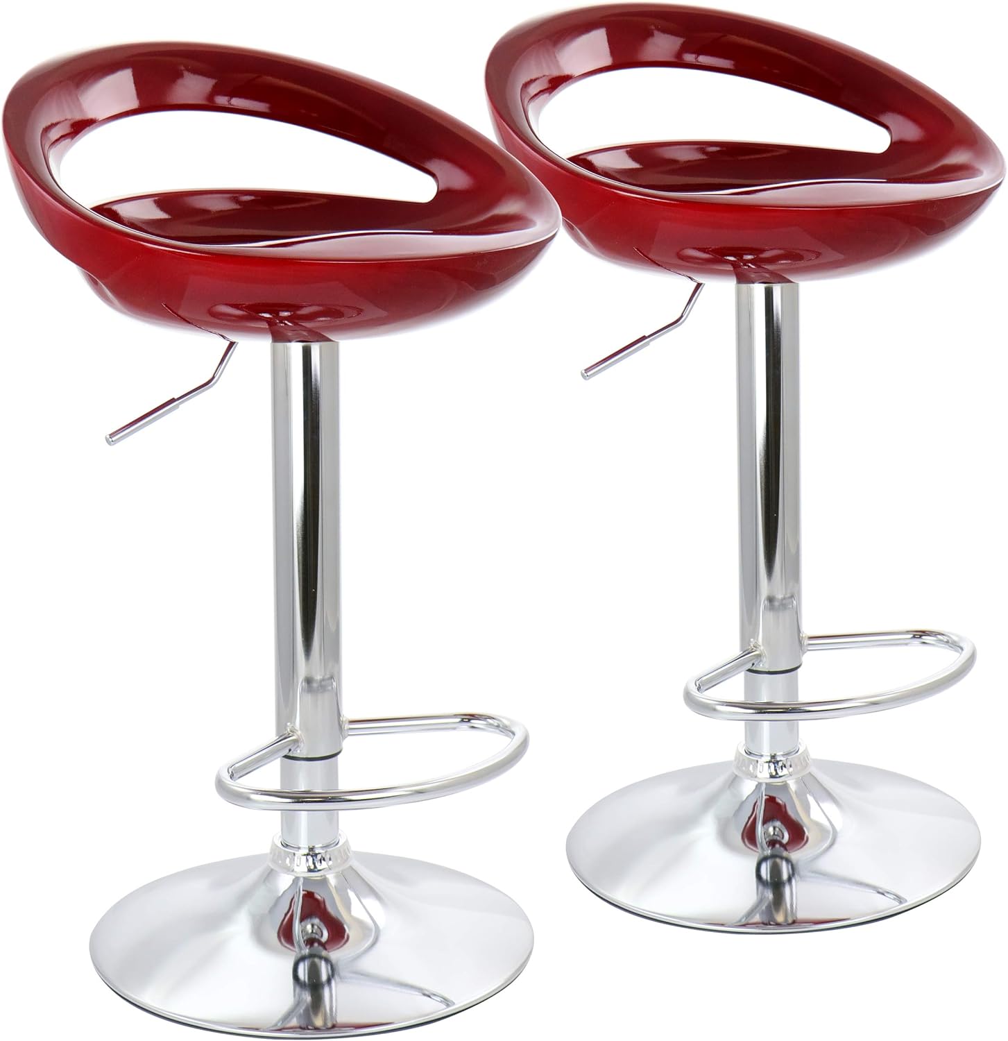 Elama Modern 2 Piece Retro Adjustable Bar Stool in Black with Chrome Base