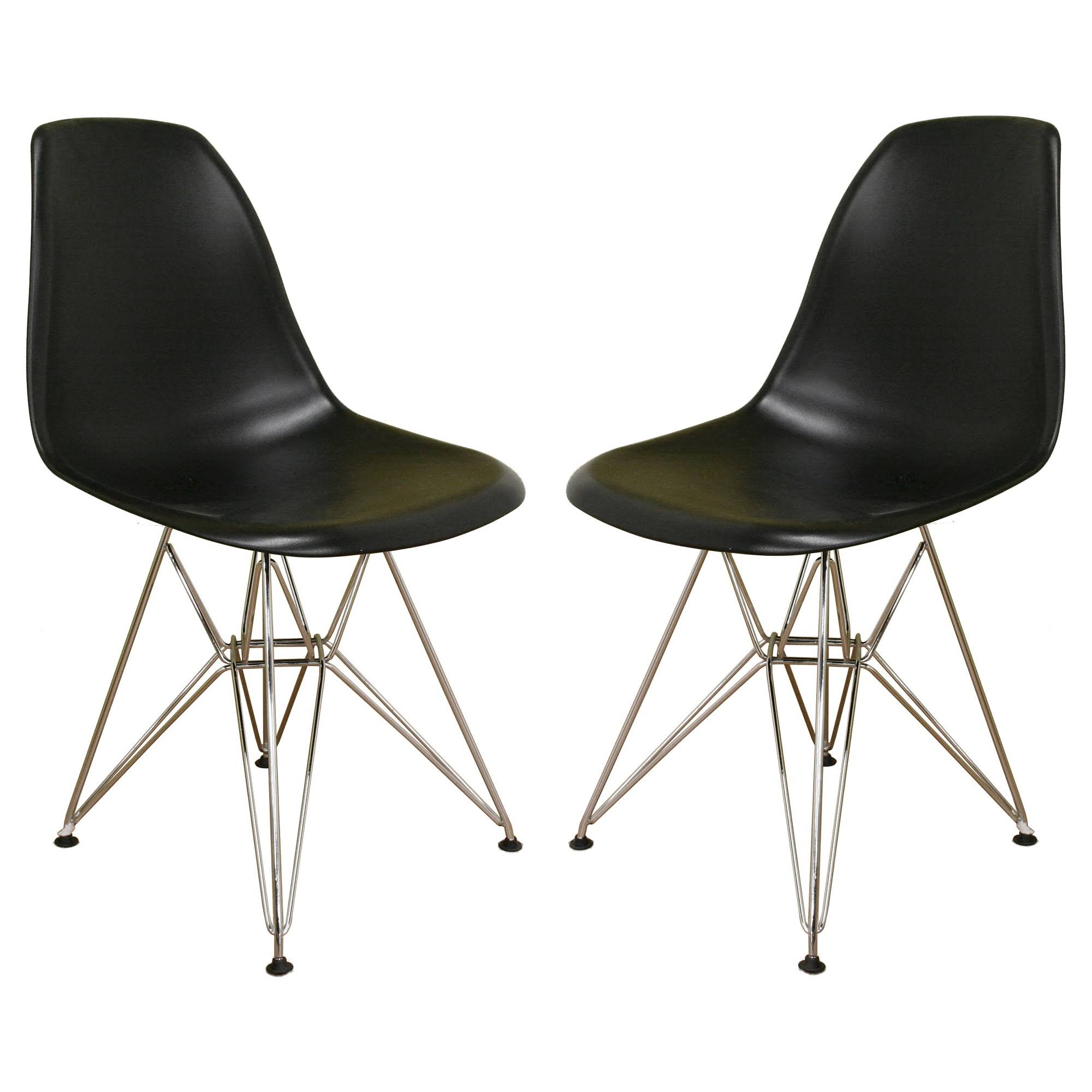 Baxton Studio Black Plastic Side Chair Set of 2