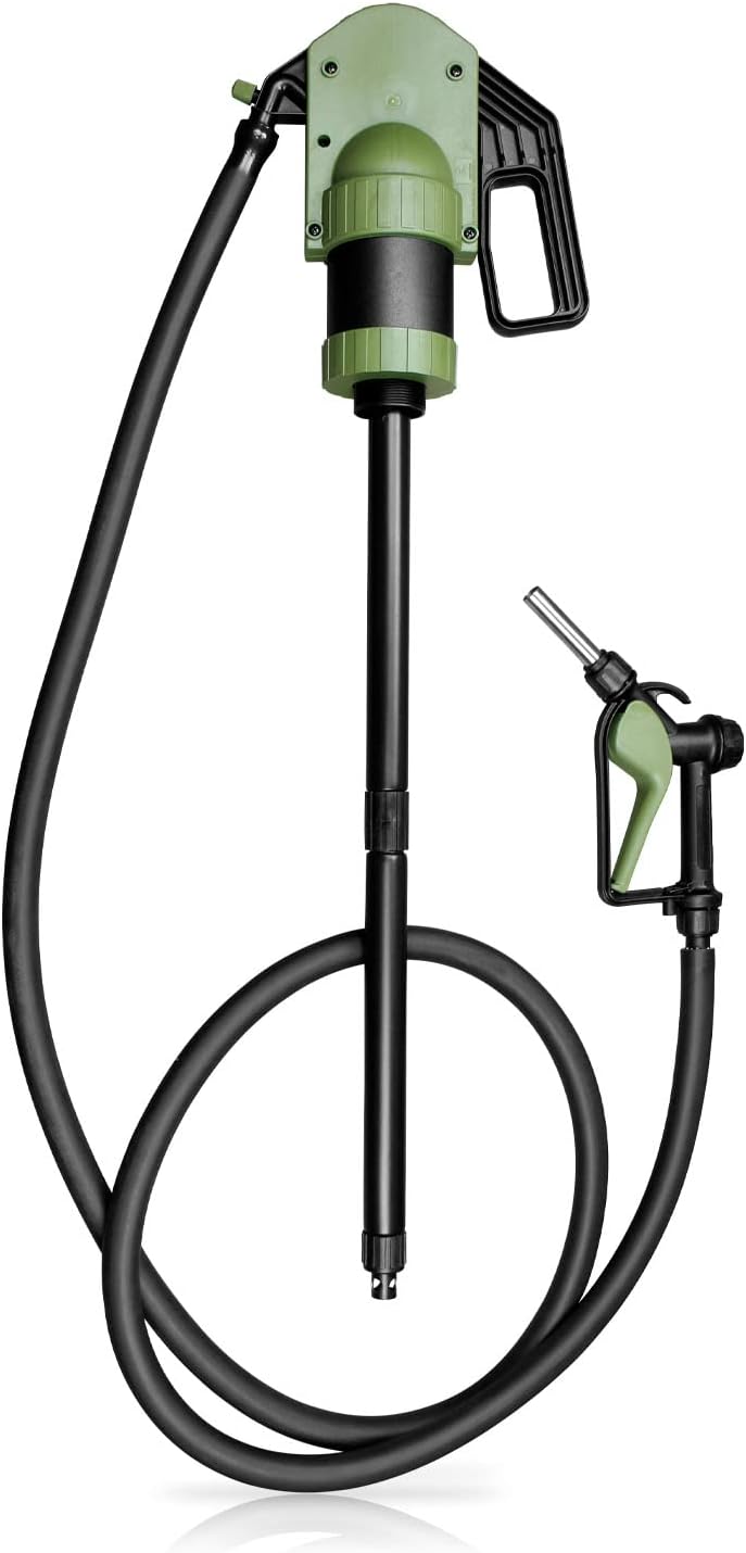TERA PUMP TRLEV500 Manual Lever Action 55 Gallon Drum Barrel Pump (DEF Antifreeze Lubricants Agri. Chemicals) 10FT Discharge Hose, Gas Pump Style Nozzle Pack of 2